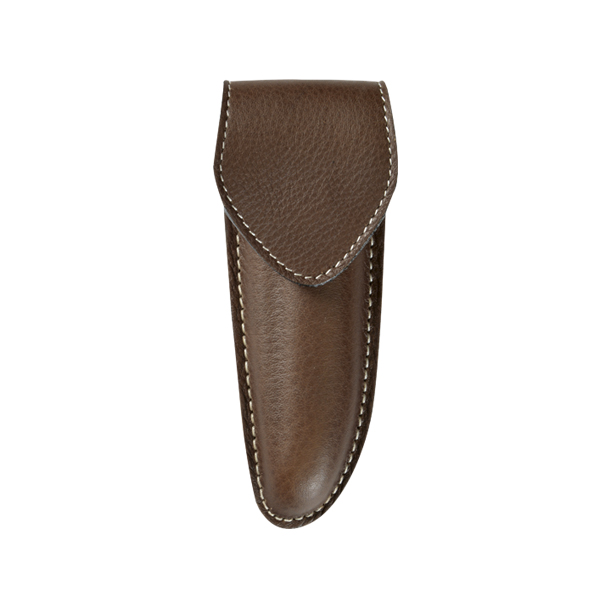 FUNDA NAVAJA VAQUETILLA MOLDEADA FORRADA</br>POCKET KNIFE POUCH TOP GRAIN LINED MOULDED COWHIDE